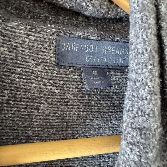 BAREFOOT DREAMS Cozychic Lite Circle Cardigan Size M Graphite Gray Soft Pocket - Picture 3 of 4